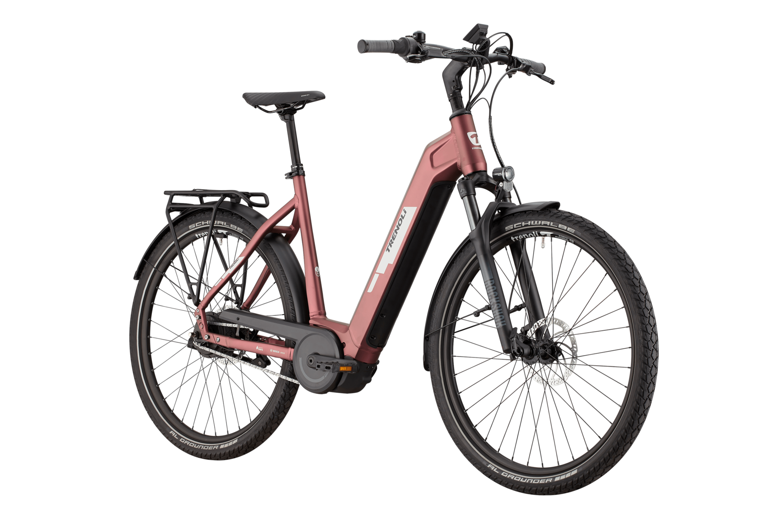 trenoli TANARO CX classico Enviolo in silver cosmos pink – matt | City E-Bike mit 750 Wh